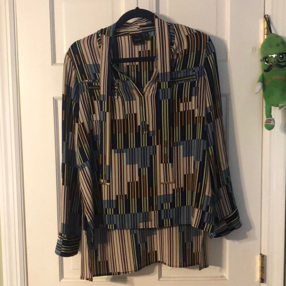 High-Low Crepe Multi-colored Top